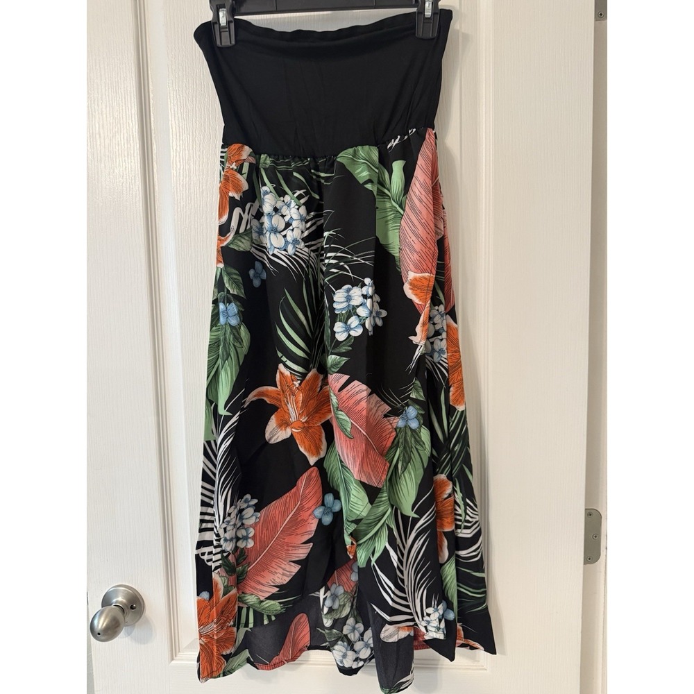 Shein Strapless Tropical Floral Maxi Dress –‎ NWOT,